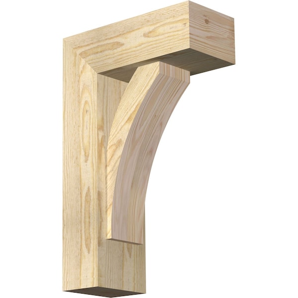 Ekena Millwork Thorton Block Rough Sawn Bracket w/ Offset Brace, Douglas Fir, 6"W x 14"D x 22"H BKT0604X14X22THR05RDF - main